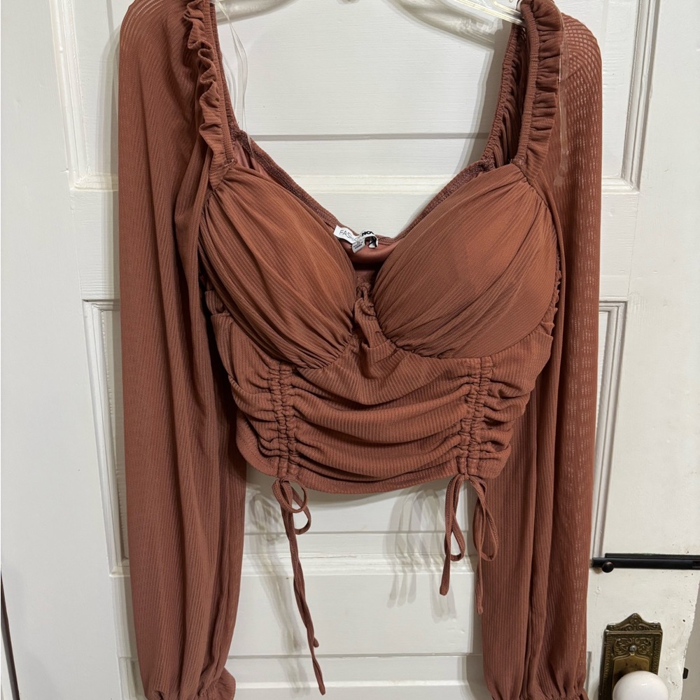 Fashion Nova Ruched Crop Blouse
